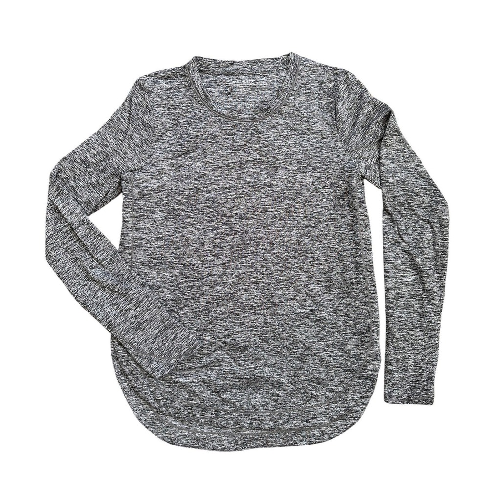 Athleta Essence Long Sleeve Top Womens Small Gray Space Dye Curved Hem HO19